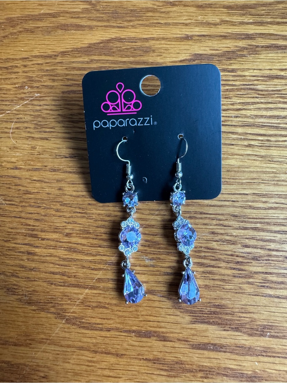 Paparazzi Lilac Crystal Teardrop Dangle Earrings - Lavender